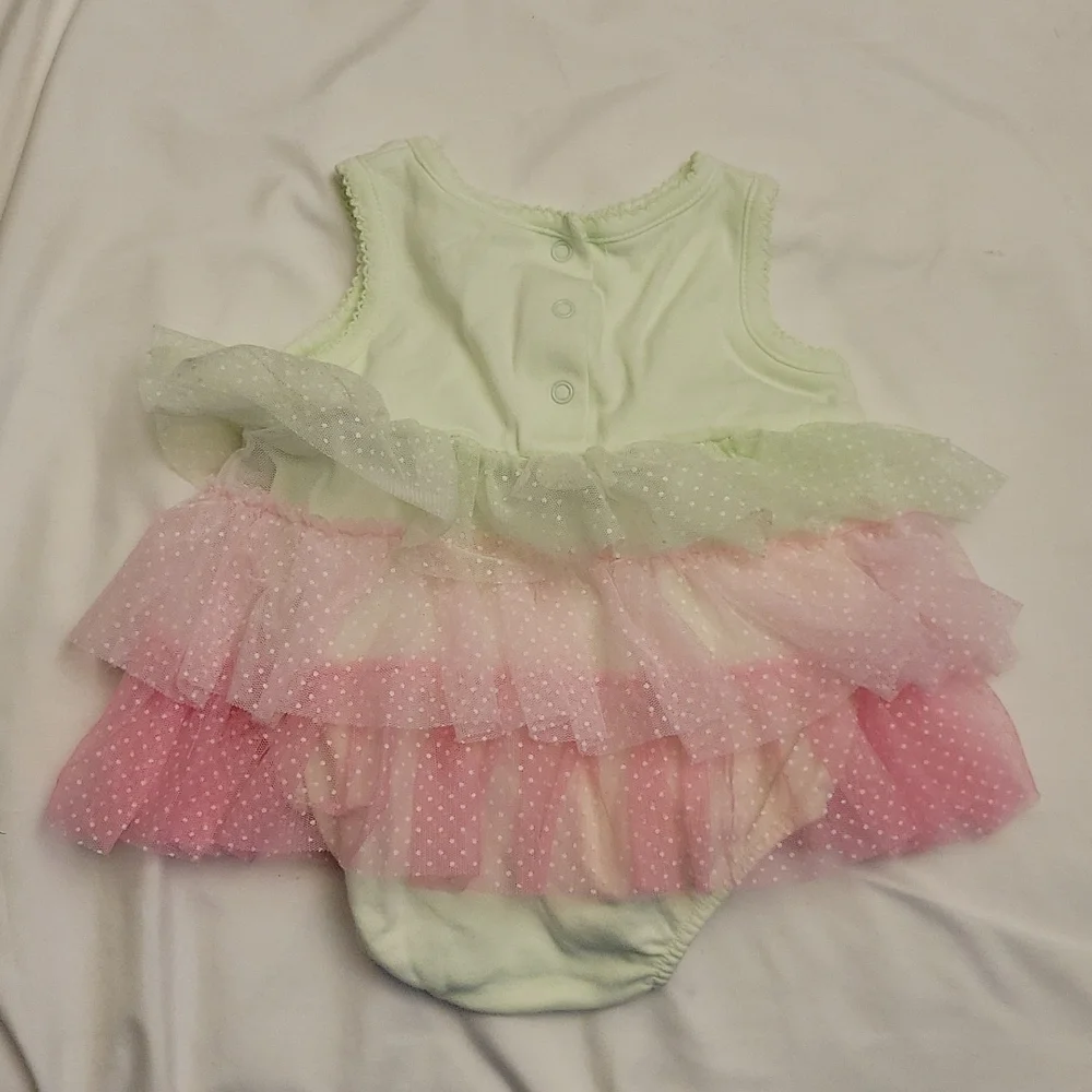 Onsie T Shirt Ruffles Tulle Florets Dress 6M